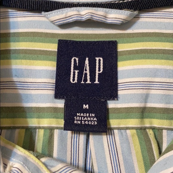 GAP Blue And Green Striped Button Down, Med - Picture 3 of 3